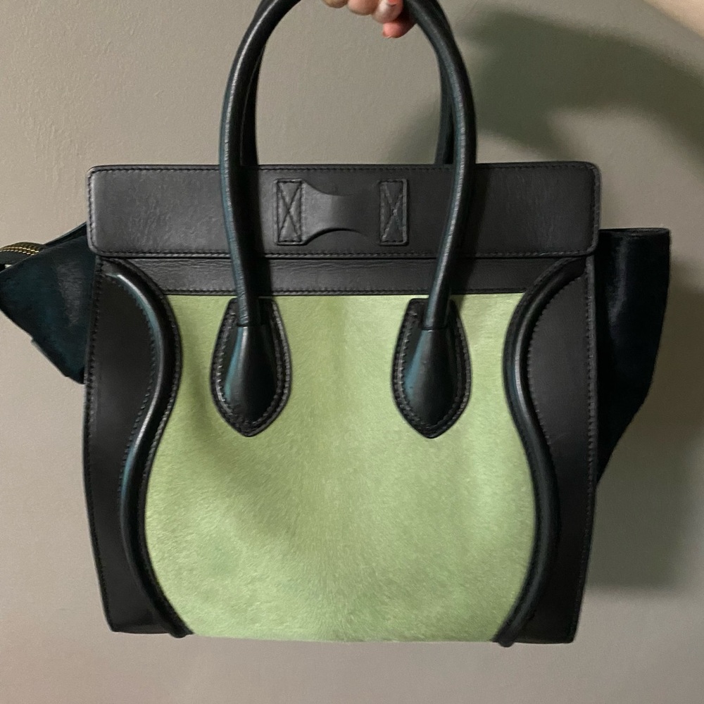 Host pick! 🤩🥳 Celine pistachio Pony hair and black leather Mini luggage bag - Picture 4 of 16
